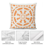 Orange floral plush pillow cover with soft fabric, invisible zipper, and fine stitching details for sofa, couch, living room.