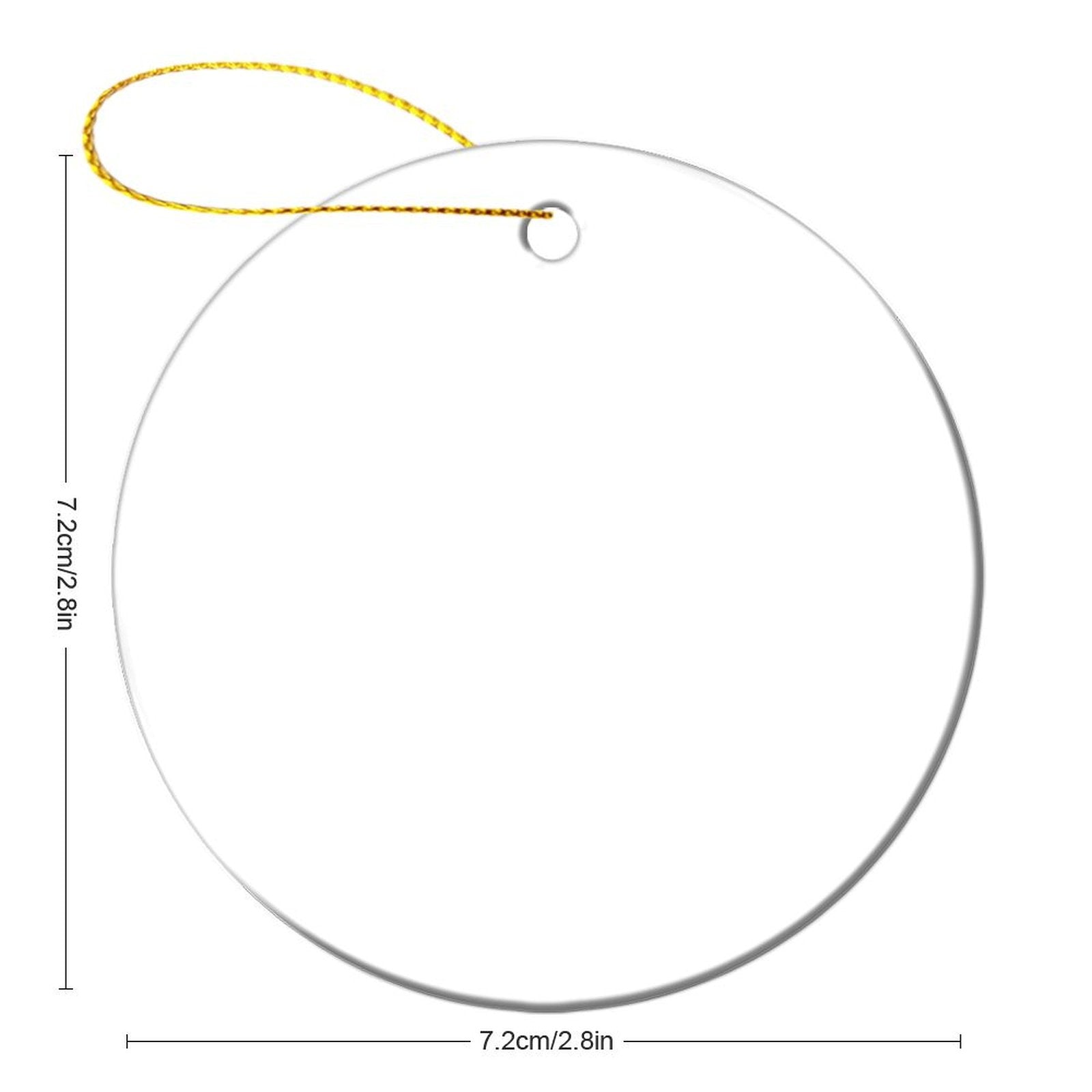 Blank ceramic Christmas ornament with gold string, 7.2cm diameter, ready for custom design