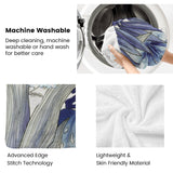 Blue tropical plants flannel blanket, machine washable, lightweight, and skin-friendly material.