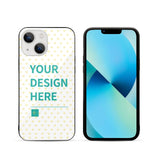 Custom iPhone 13 case, personalized design with glass back and TPU bumper for scratch resistance and wireless charging.