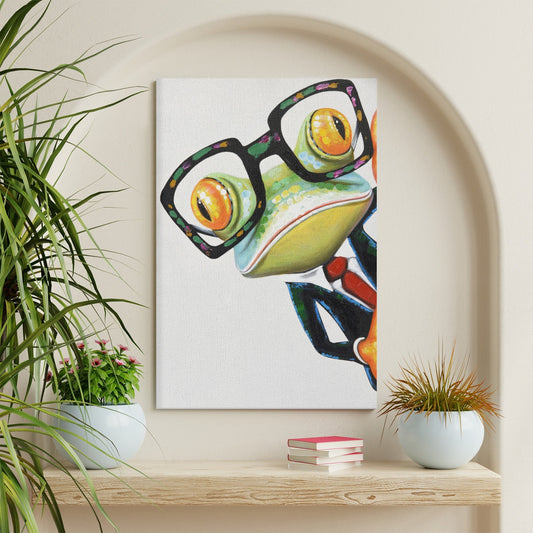 Modern Wall Art Canvas Print - Frog with Glasses, Home Decor
