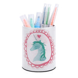 Unicorn Pen Pencil Holder. White PU leather desk organizer for home, office, and school supplies