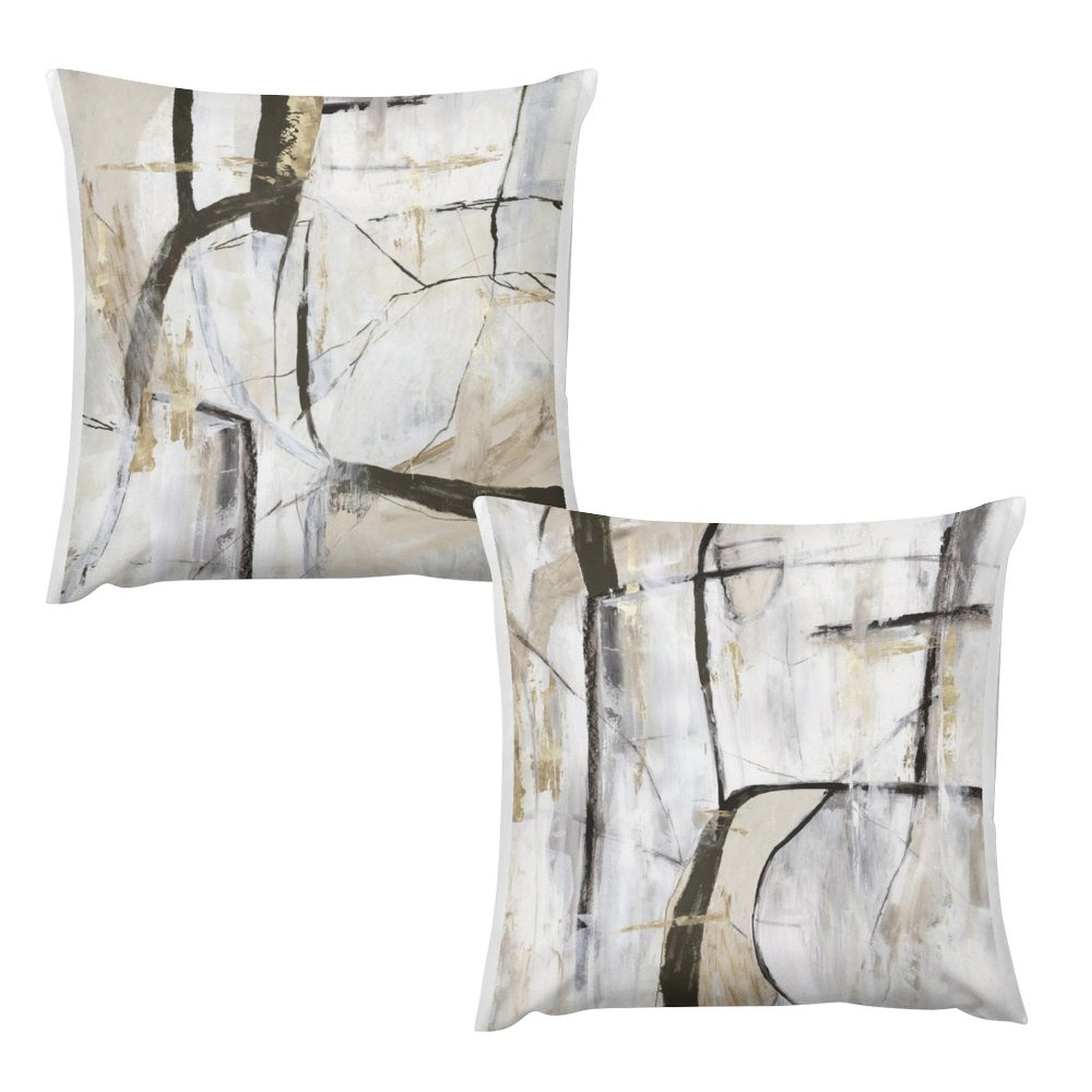 Set of 2 Square Throw Pillow Covers with Abstract Art Design, Short Plush Pillow Cases