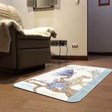 Beach-themed doormat with starfish and Welcome to the Shore text, rubber floor mat for home entrance