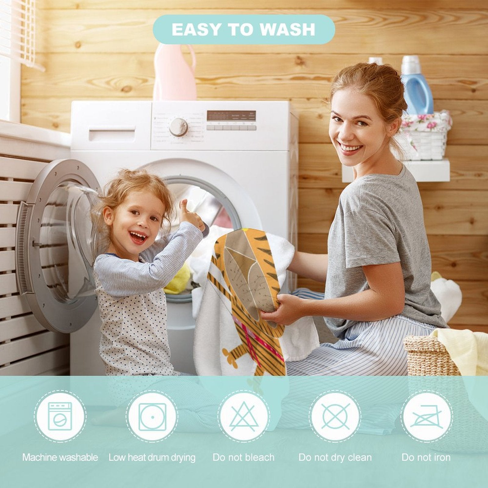 Baby hooded towel, easy to wash. Kids tiger design, machine washable, suitable for bath and beach