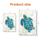 Sea turtle metal sign, turquoise wall art, beach home decor, product size, iron sign for bathroom or living room.