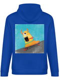 Men's blue Xtreme Monsters IV hooded sweatshirt, comfortable USA made, monster skateboard design.