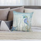 MyArtsyGift plush pillow cover with watercolor seahorse and starfish design, perfect for sofa decor