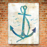 Blue Anchor Metal Sign for Bathroom Home Decor, Made in USA