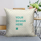 Customizable linen pillowcase with 'YOUR DESIGN HERE', perfect for living room decor, made in USA