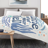 Coastal Blue Seashell Flannel Blanket with 'Come out of your shell' design.