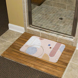 Coral velvet bath rug with geometric design, non-slip, for bathroom or kitchen by MyArtsyGift