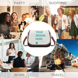 Customizable PU leather crossbody bag with 'YOUR DESIGN HERE' design, perfect for travel, work or daily use.