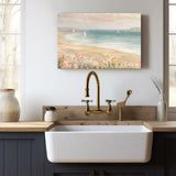 Around the Point III beach canvas art with flowers and sailboats. Made in USA wall decor.