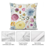 MyArtsyGift floral plush pillow cover, soft plush fabric, watercolor design, decorative sofa pillow with invisible zipper.