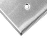 Stainless steel double toggle switch plate cover, durable and stylish wall decor for home, kitchen or office applications.