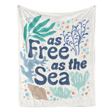 Coastal Currents V Flannel Blanket with 'as Free as the Sea' design, soft and cozy