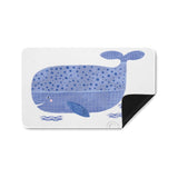 Whale entrance door mat with blue whale illustration, indoor or outdoor use