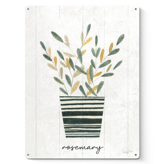 Rosemary metal sign, green plant boho art, made in USA.