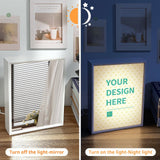 Personalized LED mirror with your design, acrylic material, for bedroom or bathroom decor. Customizable gift.