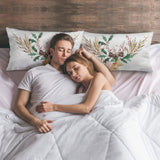 Christmas pillow covers with wreath design on bed, perfect for home decor, polyester material, couple sleeping