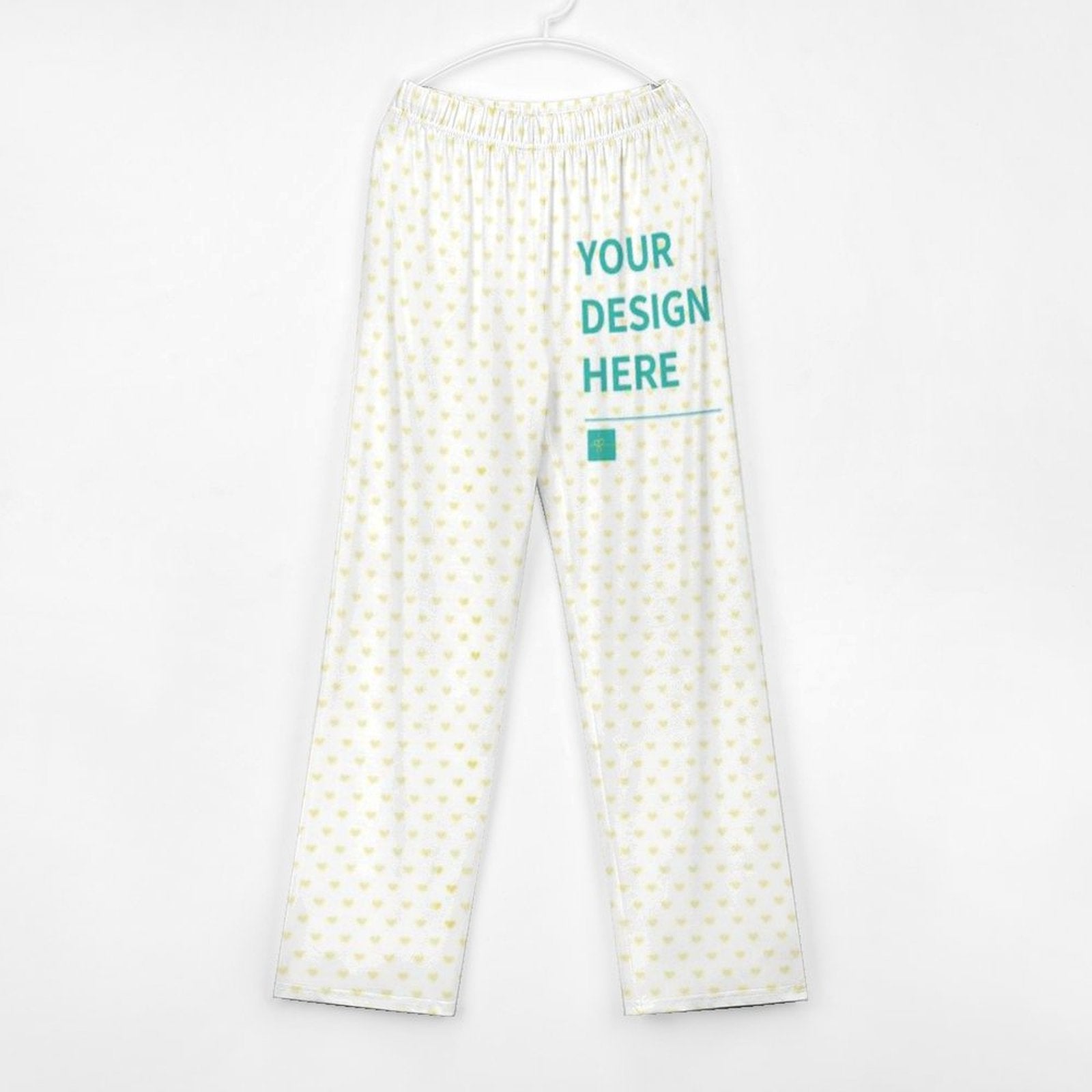 Customizable toddler pajama pants with heart pattern and YOUR DESIGN HERE text