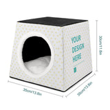 Custom Capsule Pet House with heart pattern, includes "YOUR DESIGN HERE". Made of Oxford fabric.