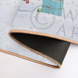 Personalized flannel floor mat, winter scene, non-slip washable door mat, MyArtsyGift logo.