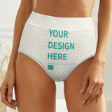 Customizable high-waisted breathable underwear with YOUR DESIGN HERE text, heart pattern, MyArtsyGift