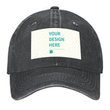 Custom washed denim cowboy hat in dark gray, with personalized design area, great gift idea for men and women.