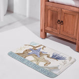 Coastal bath rug with welcome message, non-slip, absorbent, and quick-drying for bathroom decor