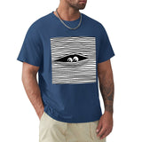 Navy blue men's crew neck t-shirt with eye graphic. Unique tee for MyArtsyGift.