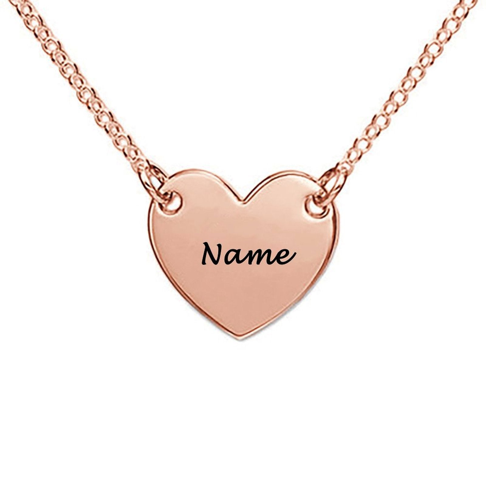 Rose Gold Personalized Heart Necklace with Name, Custom Jewelry Gift for Women