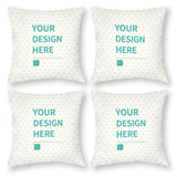 Custom pillowcase set of 4 with 'YOUR DESIGN HERE' text, polyester material, perfect for bedroom or living room.