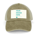 Customizable olive green cotton trucker hat with YOUR DESIGN HERE text, MyArtsyGift