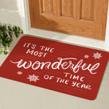 Red "Wonderful Time of the Year" doormat for indoor/outdoor use