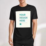 Custom black unisex cotton t-shirt with YOUR DESIGN HERE design for men & women from MyArtsyGift.com