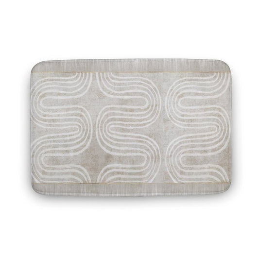 Coral velvet bath rug with abstract design, non-slip for bathroom or kitchen, durable and quick-drying.