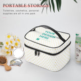 Customizable makeup bag with lychee pattern, featuring 'YOUR DESIGN HERE' text, travel-friendly cosmetic organizer