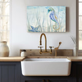 Undersea Friends seahorse and starfish canvas print, watercolor artwork, home decor, made in USA