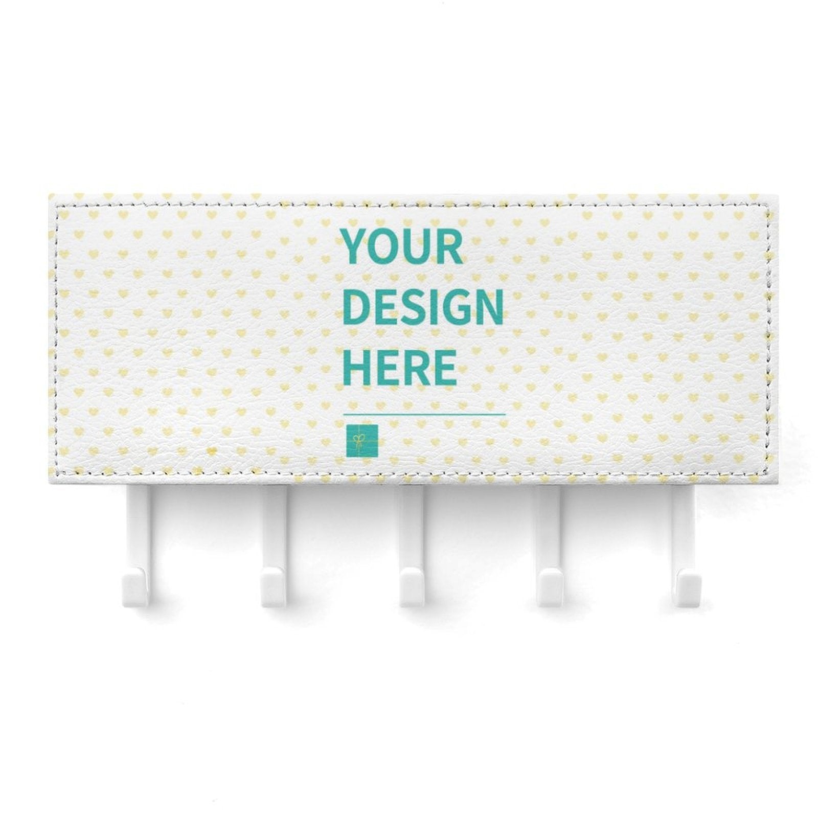 Personalized PU leather key holder for wall with custom design. Your design here, perfect housewarming gift for home decor.