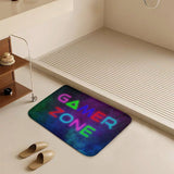 Gamer Zone coral velvet bath rug with neon lights, non-slip floor carpet for bathroom