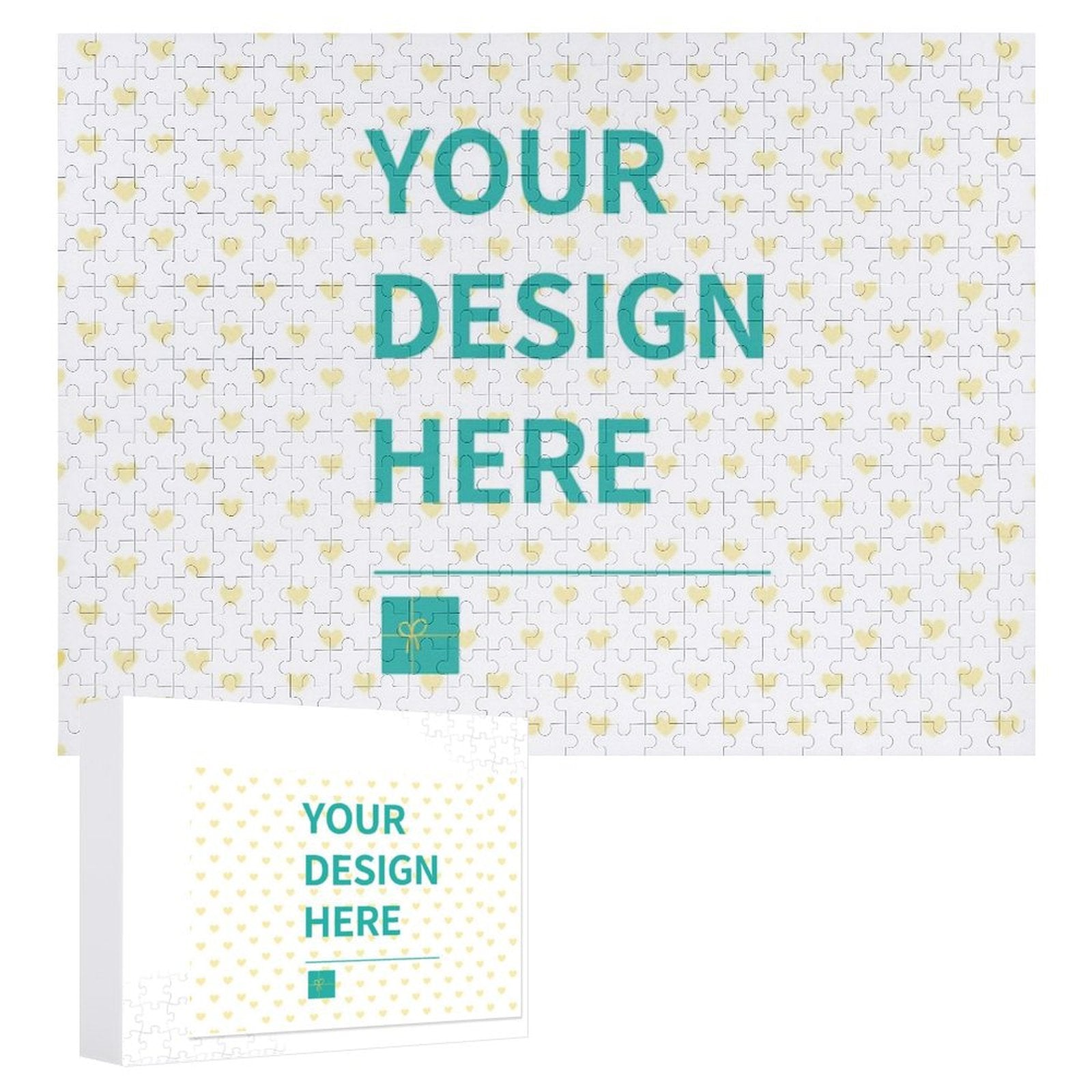 Custom photo puzzle with 'YOUR DESIGN HERE' design, wooden jigsaw puzzle gift for adults