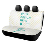 Custom back seat cover with personalized design, heart pattern, black trim for car SUV truck. 'Your Design Here'