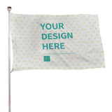Customizable flag with 'Your Design Here' text, heart pattern, perfect for personalized outdoor decoration.