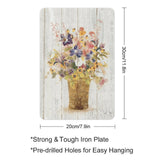 Metal tin sign, watercolor wildflowers in vase art print, durable iron plate for home decor