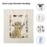 Personalized cotton tote bag, cheetah and flower design, reusable shopping bag, MyArtsyGift.