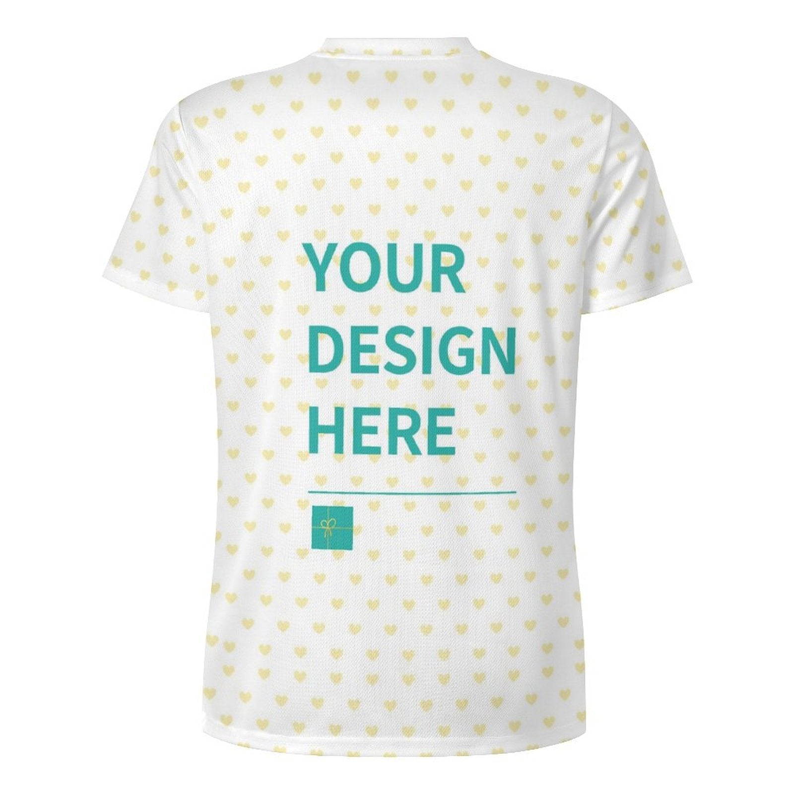 Customizable men's short sleeve mesh t-shirt with 'YOUR DESIGN HERE' text, available at MyArtsyGift.com