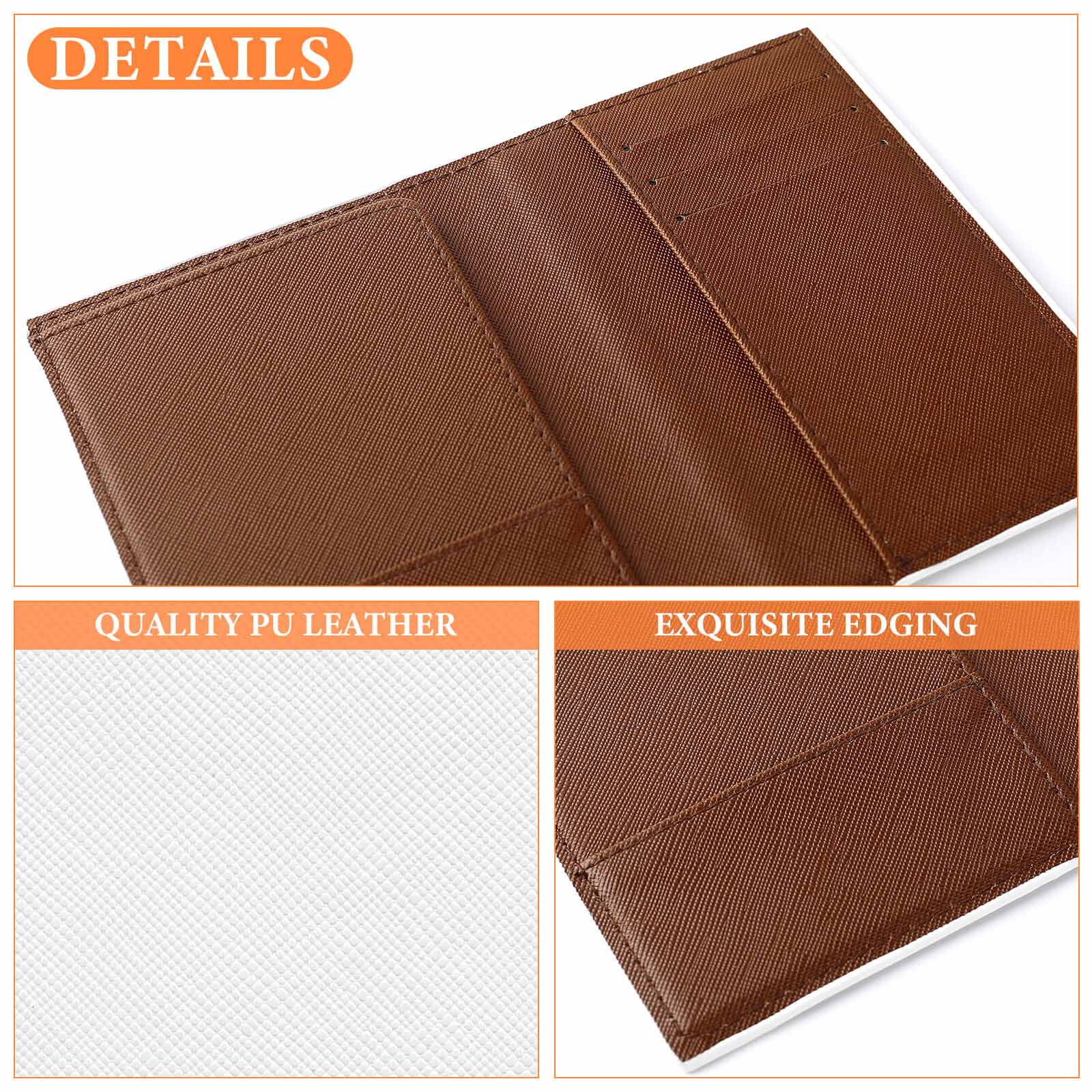 Brown PU leather passport holder with exquisite edging and quality PU leather, perfect travel gift