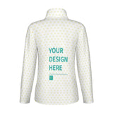 Customizable Lycra long sleeve yoga shirt for women with heart pattern and your design, half-zip workout top